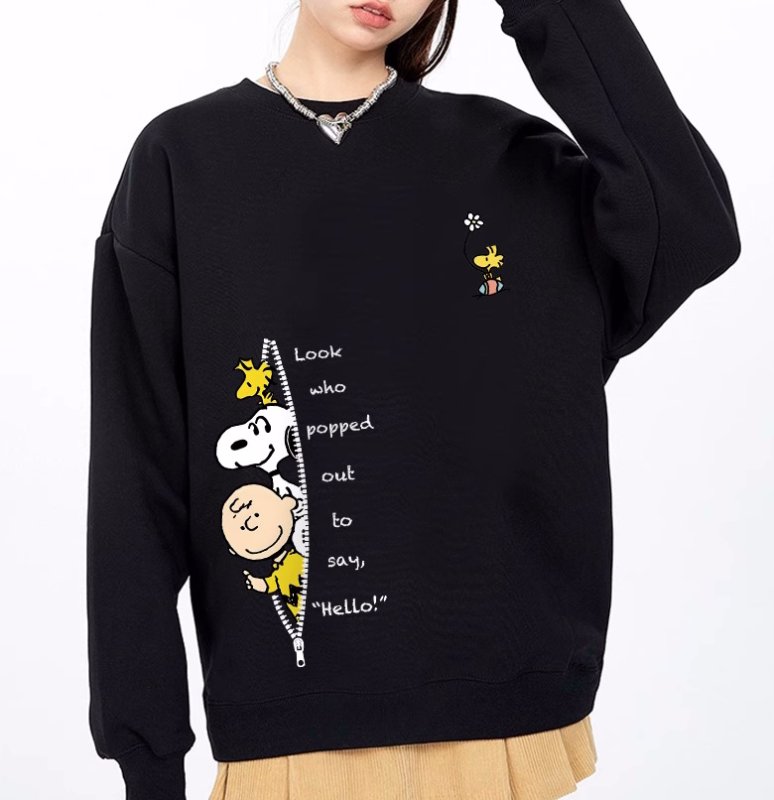 画像6: Unisex Fake zip Snoopy&Woodstock&Charlie Brown Sweatshirt ユニセックス男女兼用ジッパースヌーピー＆ウッドストック＆チャーリーブラウンスウェットトレーナ  (6)