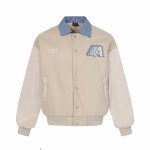 画像2: Checked color sleeveless leather jacket stadium jumper blouson ユニセックス男女兼用 チェック襟レザー袖スタジアムジャンパー スタジャン ジャケットブルゾン (2)