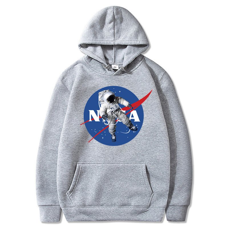 画像1: Unisex NASA astronaut print hooded sweatshirt ユニセックス男女兼用NASAナサ×宇宙飛行士フーディスウェットパーカー  (1)
