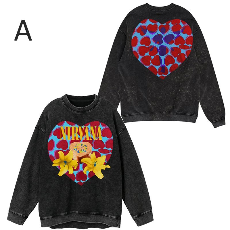 画像1: Unisex Nirvana Vintage Style Runex Sweatshirt   Long sleeves Shirts  ニルヴァーナ  ヴィンテージスタイルクルーネック  長袖 スウェット トレーナー  バンド (1)