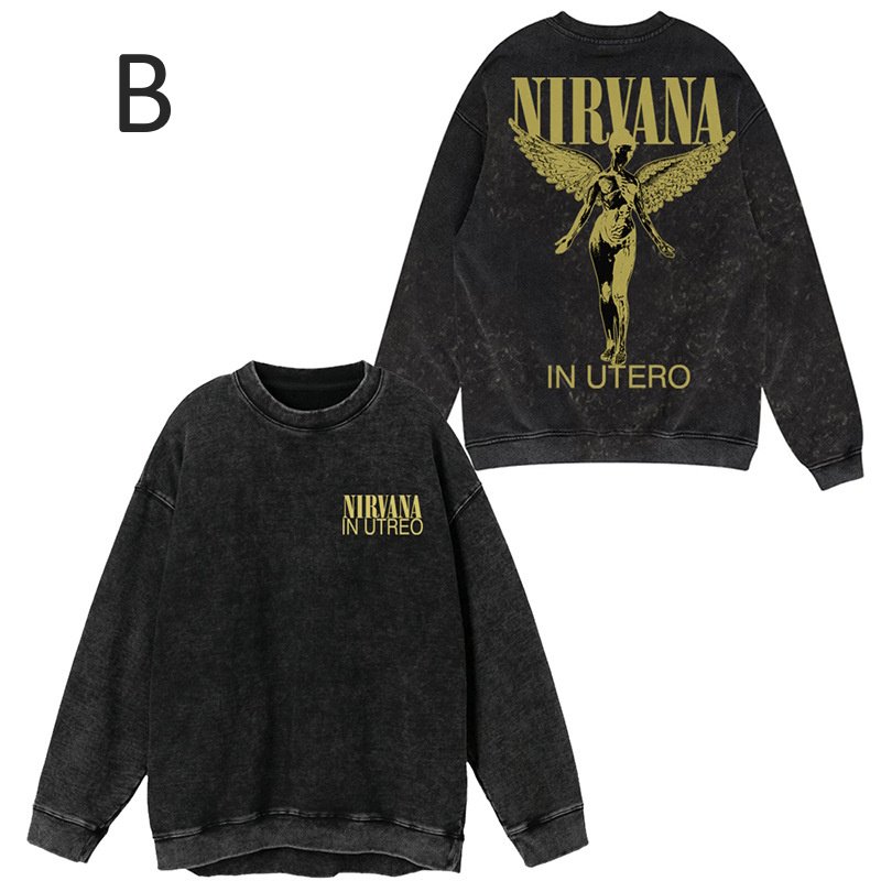 画像2: Unisex Nirvana Vintage Style Runex Sweatshirt   Long sleeves Shirts  ニルヴァーナ  ヴィンテージスタイルクルーネック  長袖 スウェット トレーナー  バンド (2)