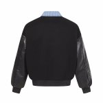 画像5: Checked color sleeveless leather jacket stadium jumper blouson ユニセックス男女兼用 チェック襟レザー袖スタジアムジャンパー スタジャン ジャケットブルゾン (5)