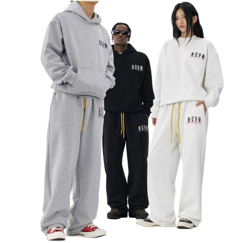 画像1: 25 M.E.D.M MEDM Sweat Pants ユニセックス メンズ 男女兼用 トレンド 刺繍サイドジッパーカジュアルパンツ ルーズストレートパンツ  ロゴ スウェット トレーナー  MR. ENJOY DA MONEY ミスターエンジョイダマネー (1)