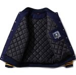 画像6: 69 number and letter logo embroidered patchwork leather sleeves inner lining Stadium jacket　 ユニセックス男女兼用69＆レターロゴ刺繍キルティングインナータスタジャンスタジアムジャンブルゾン (6)