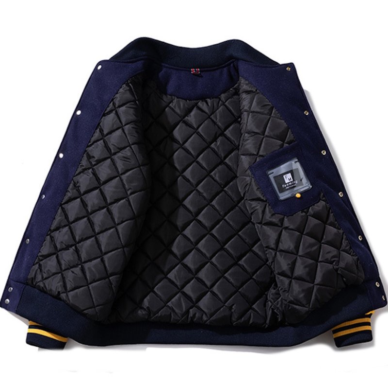 画像6: 69 number and letter logo embroidered patchwork leather sleeves inner lining Stadium jacket　 ユニセックス男女兼用69＆レターロゴ刺繍キルティングインナータスタジャンスタジアムジャンブルゾン (6)