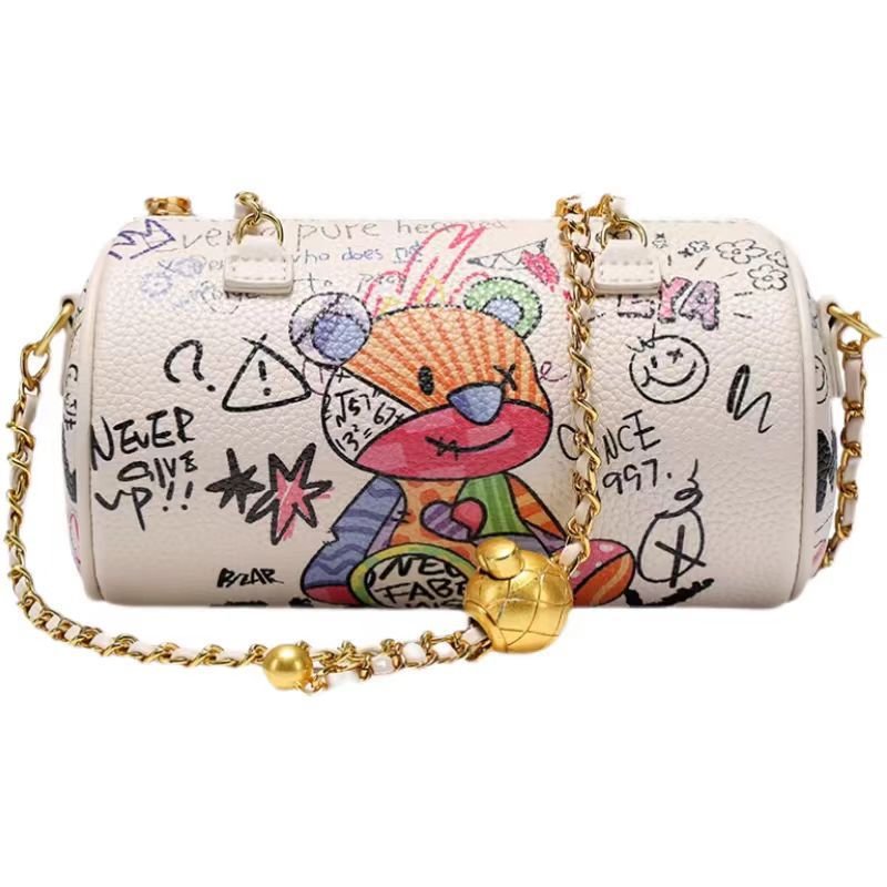 画像1: SALE セール graffiti shoulder messenger portable cylinder bag　グラフィティ ポータブルシリンダーショルダークロスボディーバッグ (1)