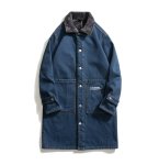 画像2: Men's Long Denim Jean Jacket Boa Coat メンズ ユニセックス 男女兼用 ロング デニム コート ジャケット 内ボア Gジャン ジーンズ (2)