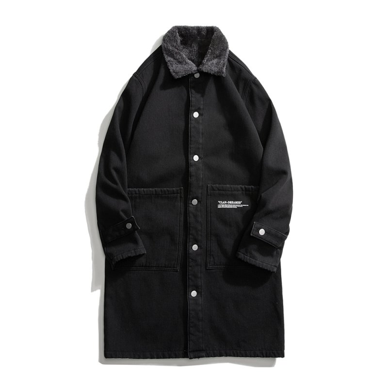 画像3: Men's Long Denim Jean Jacket Boa Coat メンズ ユニセックス 男女兼用 ロング デニム コート ジャケット 内ボア Gジャン ジーンズ (3)