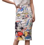 画像3: SALE セール Women's Mickey graffiti print printed pencil tight skirt ミッキー グラフィックペイント タイト ペンシル 膝丈 スカート (3)