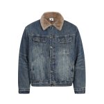 画像1: Men's Short  Denim Jean Jacket Boa Coat メンズ ユニセックス 男女兼用 デニム コート ジャケット 内ボア Gジャン ジーンズ (1)