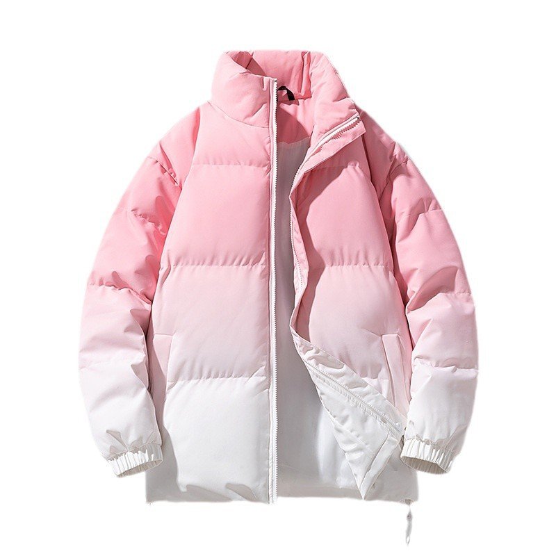 画像3: Gradient stand collar down jacket Coat ユニセックス男女兼用グラデーションスタンドカラー襟ダウンジャケットコート (3)