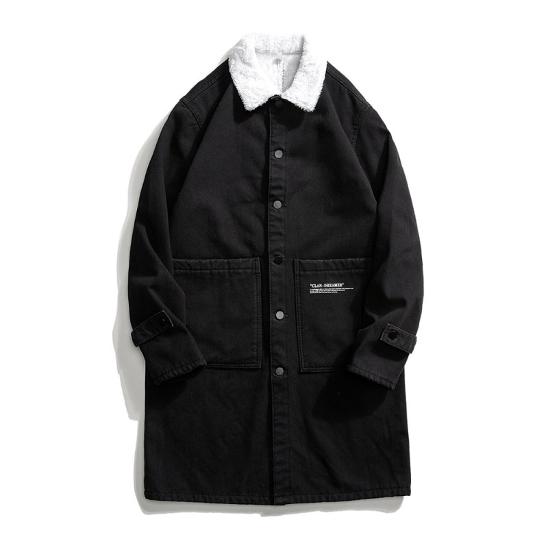 画像4: Men's Long Denim Jean Jacket Boa Coat メンズ ユニセックス 男女兼用 ロング デニム コート ジャケット 内ボア Gジャン ジーンズ (4)