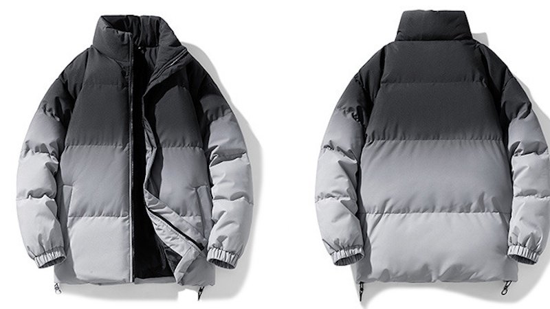 画像5: Gradient stand collar down jacket Coat ユニセックス男女兼用グラデーションスタンドカラー襟ダウンジャケットコート (5)