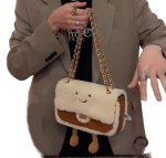 画像3: Smile Fur & Leather Quilted Chain Tote Shoulder Bag　スマイル ファー モコモコ＆レザーキルティングチェーン トート ショルダーバッグ (3)