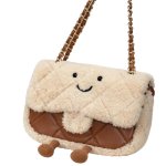 画像1: Smile Fur & Leather Quilted Chain Tote Shoulder Bag　スマイル ファー モコモコ＆レザーキルティングチェーン トート ショルダーバッグ (1)