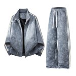 画像2: Men & Women Tie-dye  two stripes Setup Jacket  and Pants Set  2本ラインジップアップ＆パンツセットアップユニセックス男女兼用スウェット (2)