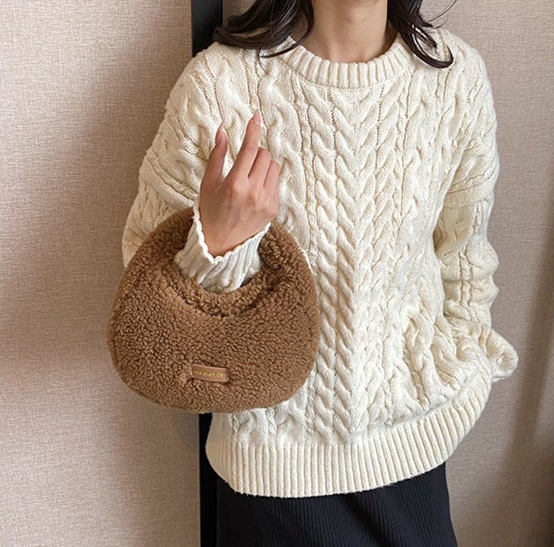 画像5: Round fur tote shoulder bag Fluffy Bag ラウンドモコモコファートートショルダークロスボデーバッグ (5)
