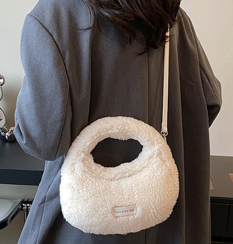 画像9: Round fur tote shoulder bag Fluffy Bag ラウンドモコモコファートートショルダークロスボデーバッグ (9)