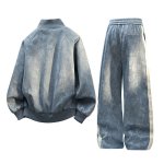 画像4: Men & Women Tie-dye  two stripes Setup Jacket  and Pants Set  2本ラインジップアップ＆パンツセットアップユニセックス男女兼用スウェット (4)