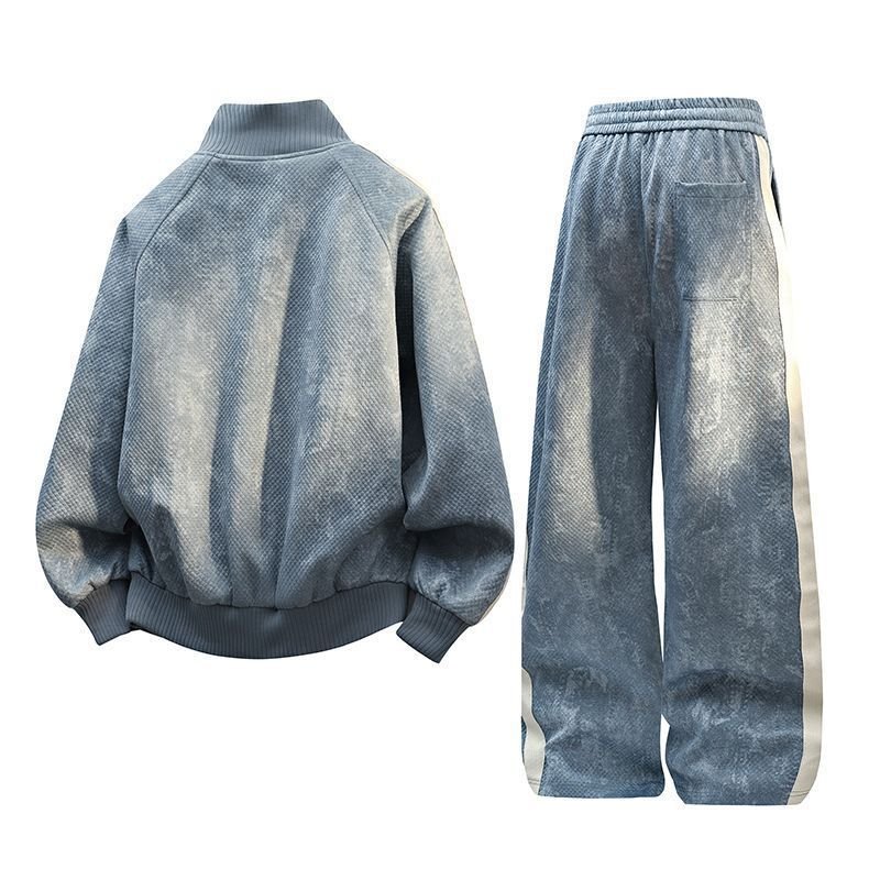 画像4: Men & Women Tie-dye  two stripes Setup Jacket  and Pants Set  2本ラインジップアップ＆パンツセットアップユニセックス男女兼用スウェット (4)
