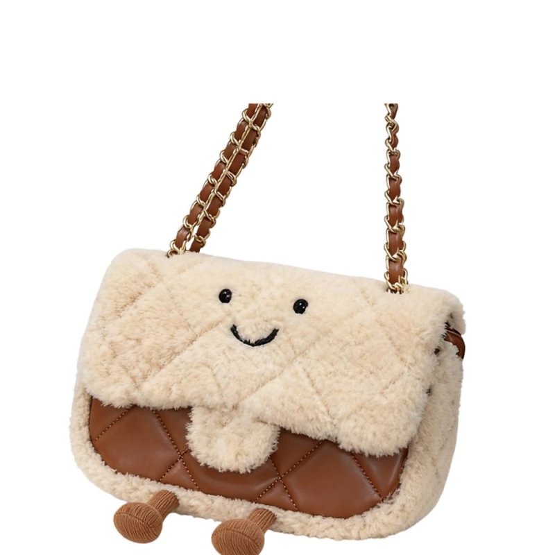 画像4: Smile Fur & Leather Quilted Chain Tote Shoulder Bag　スマイル ファー モコモコ＆レザーキルティングチェーン トート ショルダーバッグ (4)