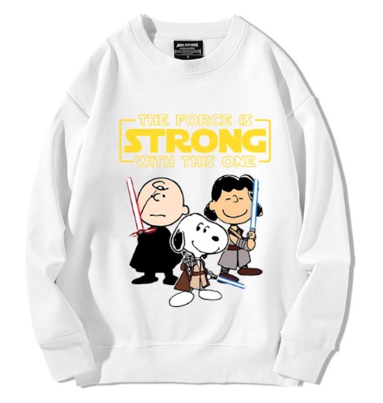 画像1: Unisex Strong Snoopy Friends x Star Wars Sweatshirt   Long sleeves Shirts  ストロングスヌーピーフレンズ×スターウォーズクルーネック  長袖 スウェット トレーナー   (1)