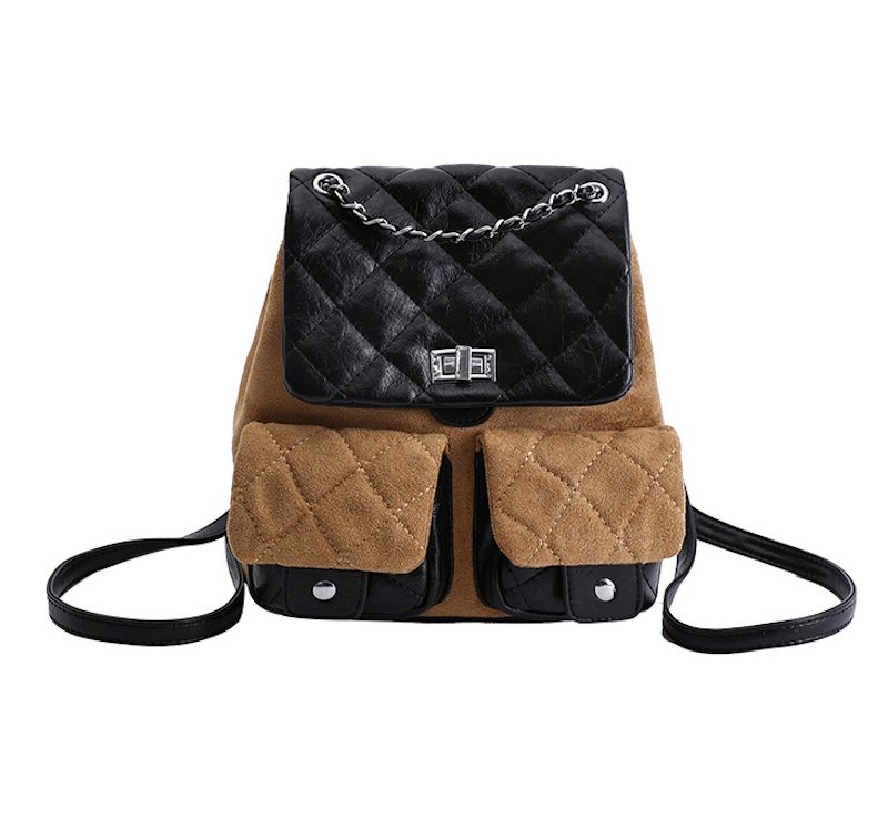 画像1: Quilted leather chain tote shoulder bag backpack rucksack　キルティングレザーチェーントートショルダーバックパックリュック (1)