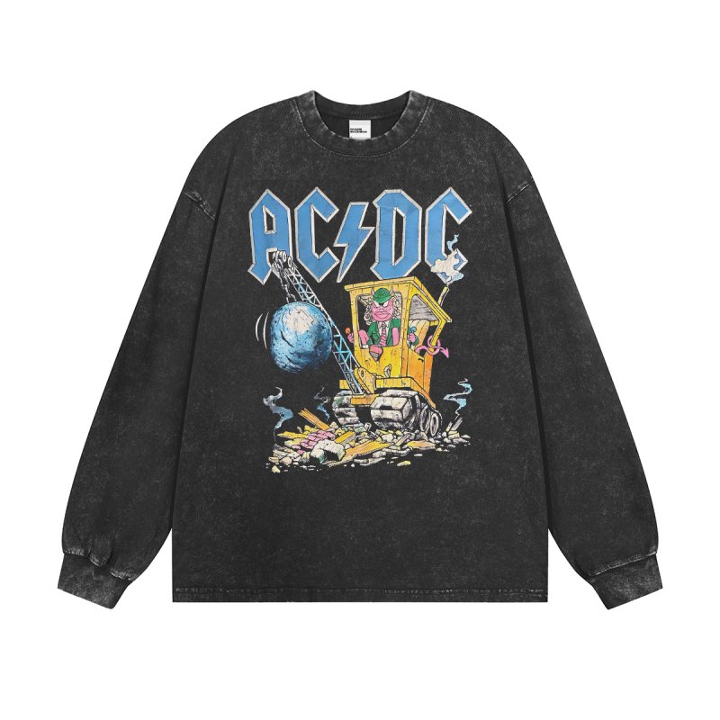 画像2: unisex ACDC rock band comic print long-sleeved t-shirt  ユニセックスACDCバンドコミックプリント 長袖ラウンドネック Tシャツ  バンドT (2)