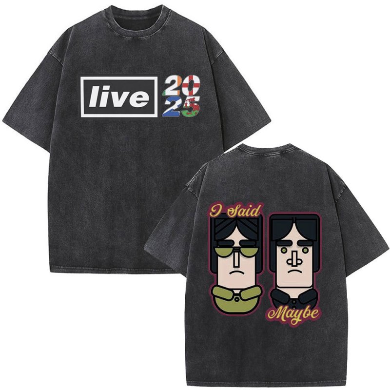 画像2: unisex Washed vintage style Oasis rock band t-shirt  ユニセックスオアシスウォッシュヴィンテージスタイ加工オアシスロックバンド半袖Tシャツ (2)