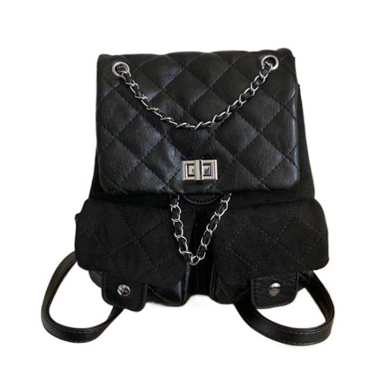 画像3: Quilted leather chain tote shoulder bag backpack rucksack　キルティングレザーチェーントートショルダーバックパックリュック (3)