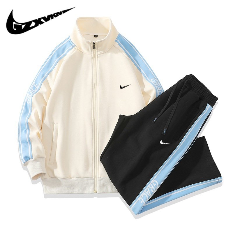 画像3:  Unisex ‎Colorful Not Swoosh logo Stand collar zip-up Set up Matching Set Jacket + Pant ユニセックス 男女兼用 カラフル ノット スウォッシュロゴ スタンドカラージップアップ セットアップ 上下 (3)