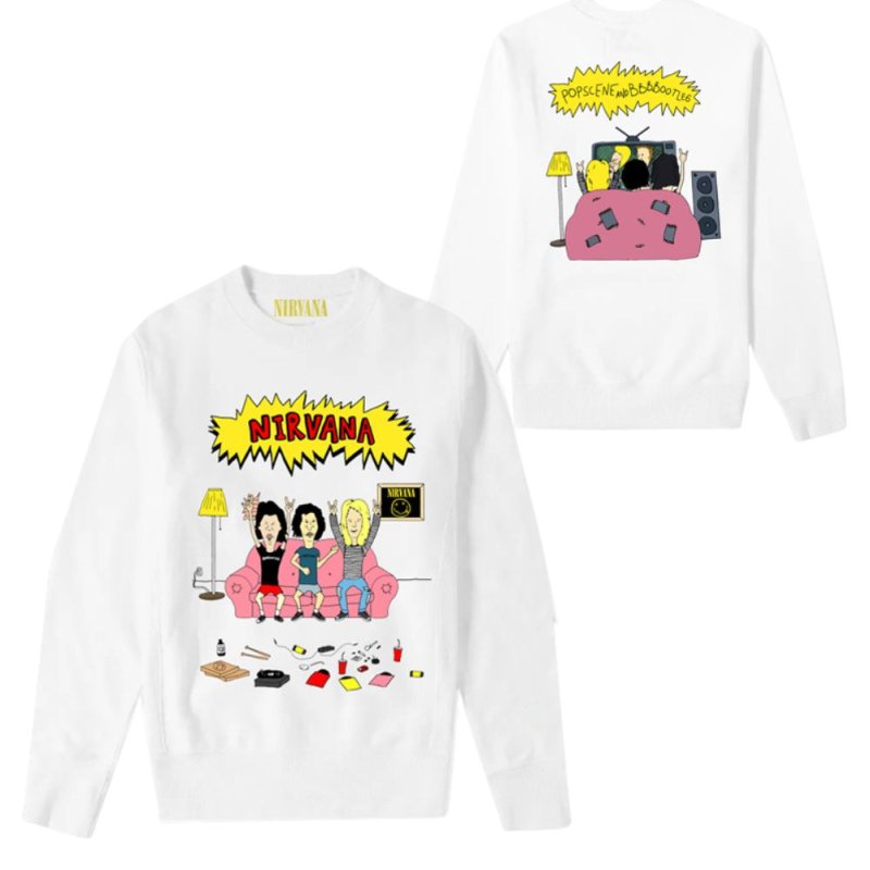 画像1: Unisex Nirvana anime print long-sleeved sweatshirt　男女兼用ユニセックスニルヴァーナアニメプリント長袖スウェットシャツ (1)