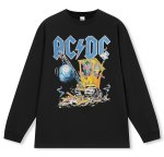 画像1: unisex ACDC rock band comic print long-sleeved t-shirt  ユニセックスACDCバンドコミックプリント 長袖ラウンドネック Tシャツ  バンドT (1)