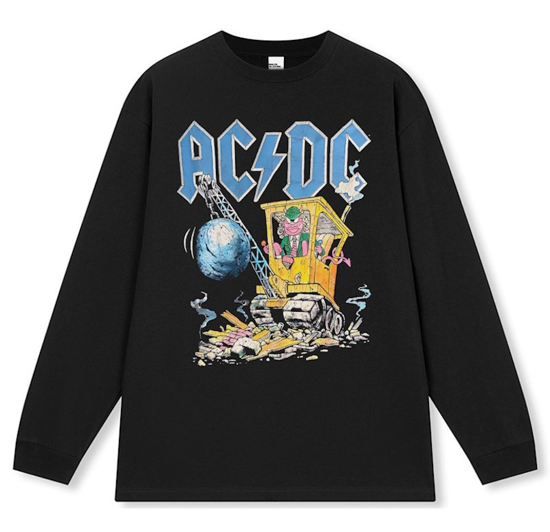画像1: unisex ACDC rock band comic print long-sleeved t-shirt  ユニセックスACDCバンドコミックプリント 長袖ラウンドネック Tシャツ  バンドT (1)