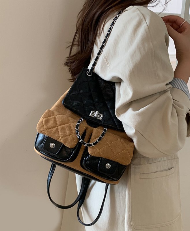 画像5: Quilted leather chain tote shoulder bag backpack rucksack　キルティングレザーチェーントートショルダーバックパックリュック (5)