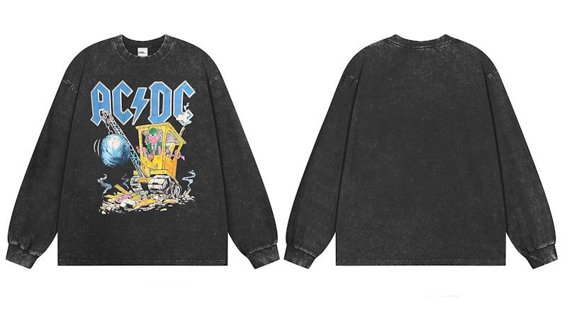 画像4: unisex ACDC rock band comic print long-sleeved t-shirt  ユニセックスACDCバンドコミックプリント 長袖ラウンドネック Tシャツ  バンドT (4)