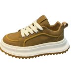 画像2: Unisex Platform leather lace-up sneakers　男女兼用 ユニセックス厚底レザー切り替えレースアップ スニーカー (2)