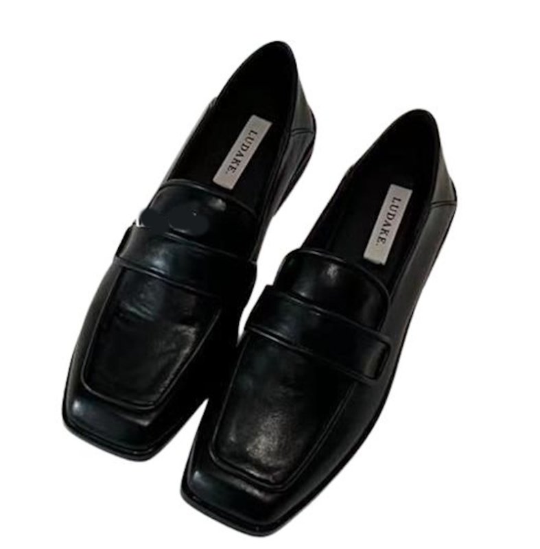 画像3: Women's British-style square-toe leather slip-on loafer shoes　ブリティッシュ英国風スクエアトゥレザースリッポンローファーシューズ (3)