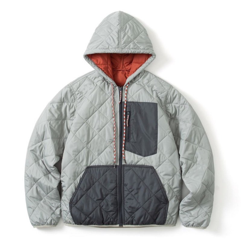 画像1: Short rib quilted hooded lightweight jacket ユニセックス 男女兼用 ショートリブキルティングフード付き軽量ジャケットコート (1)