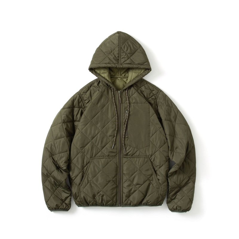 画像4: Short rib quilted hooded lightweight jacket ユニセックス 男女兼用 ショートリブキルティングフード付き軽量ジャケットコート (4)