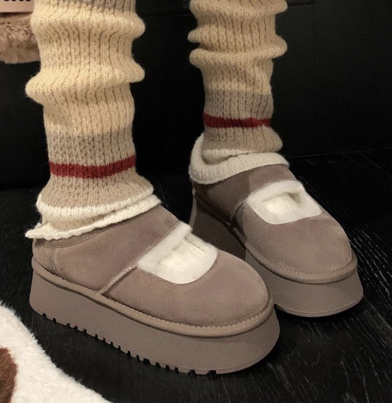 画像6: Bea Mary Jane platform sole boa-lined slip-on moccasins  メリージェーン厚底シープスキンスタイルボアスリッポンモカシン (6)