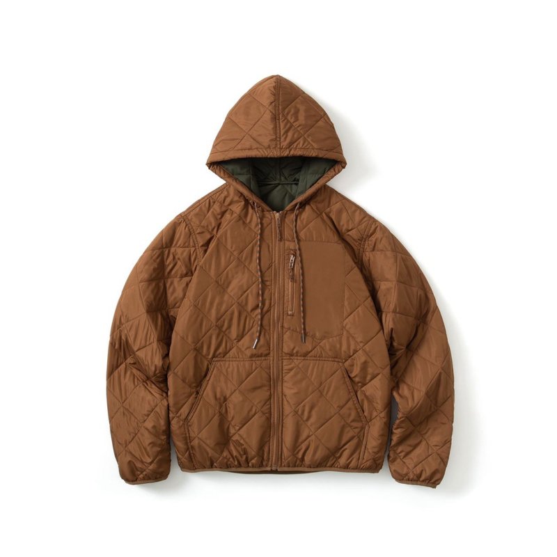 画像6: Short rib quilted hooded lightweight jacket ユニセックス 男女兼用 ショートリブキルティングフード付き軽量ジャケットコート (6)