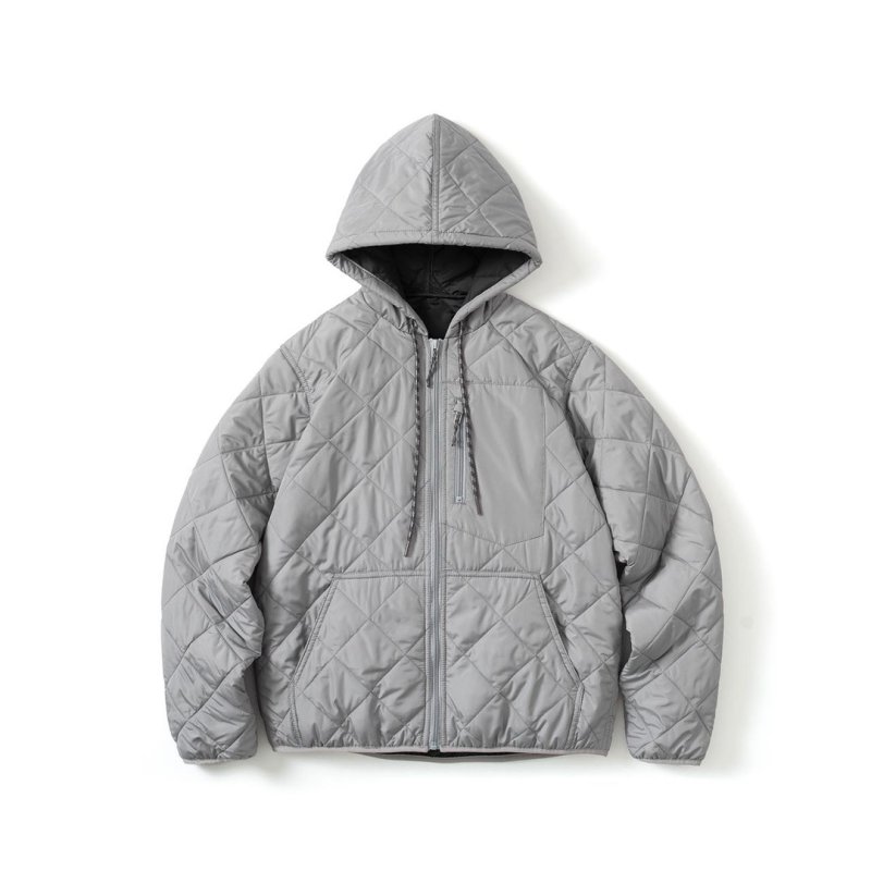 画像3: Short rib quilted hooded lightweight jacket ユニセックス 男女兼用 ショートリブキルティングフード付き軽量ジャケットコート (3)