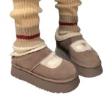 画像3: Bea Mary Jane platform sole boa-lined slip-on moccasins  メリージェーン厚底シープスキンスタイルボアスリッポンモカシン (3)