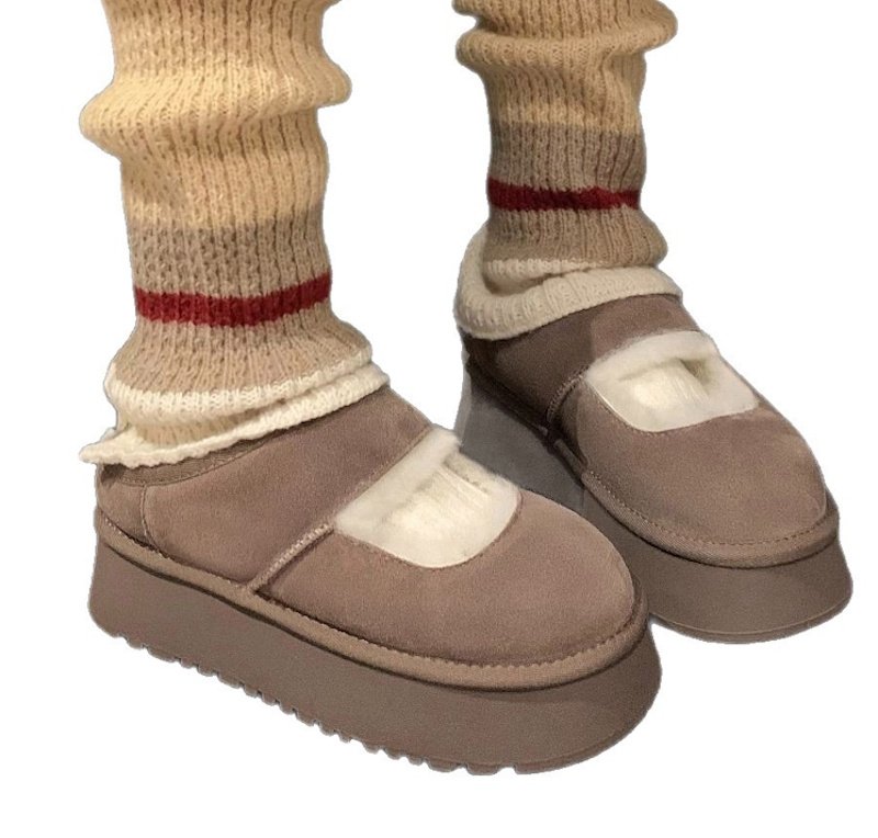 画像3: Bea Mary Jane platform sole boa-lined slip-on moccasins  メリージェーン厚底シープスキンスタイルボアスリッポンモカシン (3)