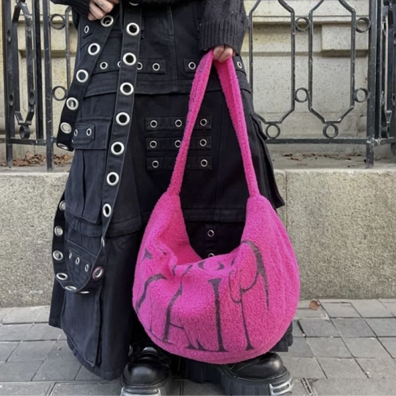 画像3: Gods plan fleece crossbody hobo bag shoulder bag フリース クロス ボディ ショルダーバッグ (3)