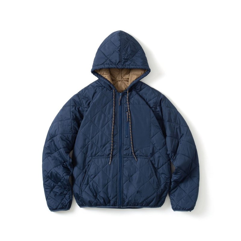 画像8: Short rib quilted hooded lightweight jacket ユニセックス 男女兼用 ショートリブキルティングフード付き軽量ジャケットコート (8)