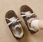 画像4: Women's Fur-trimmed leather lace-up platform sneakers  ファー付きレザー厚底レースアップスニーカー (4)