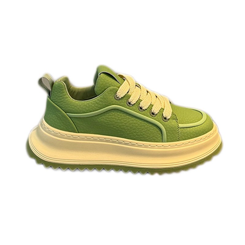 画像3: Unisex Platform leather lace-up sneakers　男女兼用 ユニセックス厚底レザー切り替えレースアップ スニーカー (3)