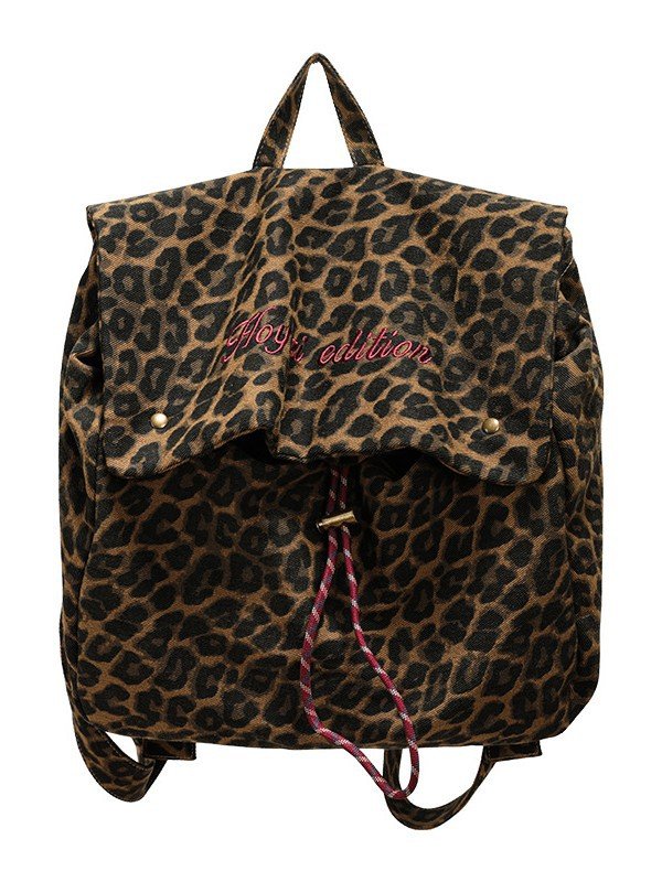 画像1: Leopard print large capacity backpack tote shoulder bag　ヒョウ柄レオパードラージキャパシティーバックパックトートショルダーバッグ (1)